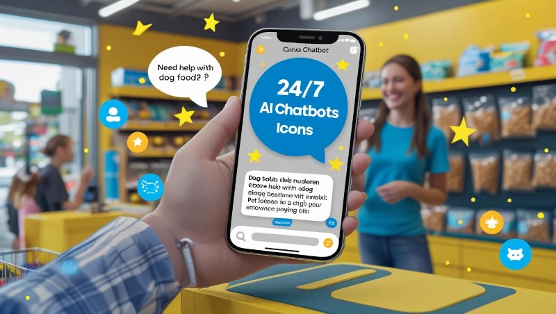 AI Marketing for Small Business: 10 Proven Strategies in 2025 5 AI marketing for small business using chatbots in a pet store