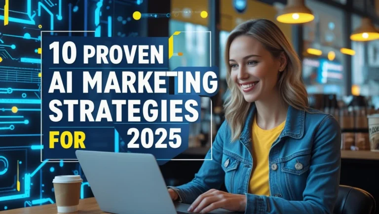 Small business owner using AI marketing for small business in 2025